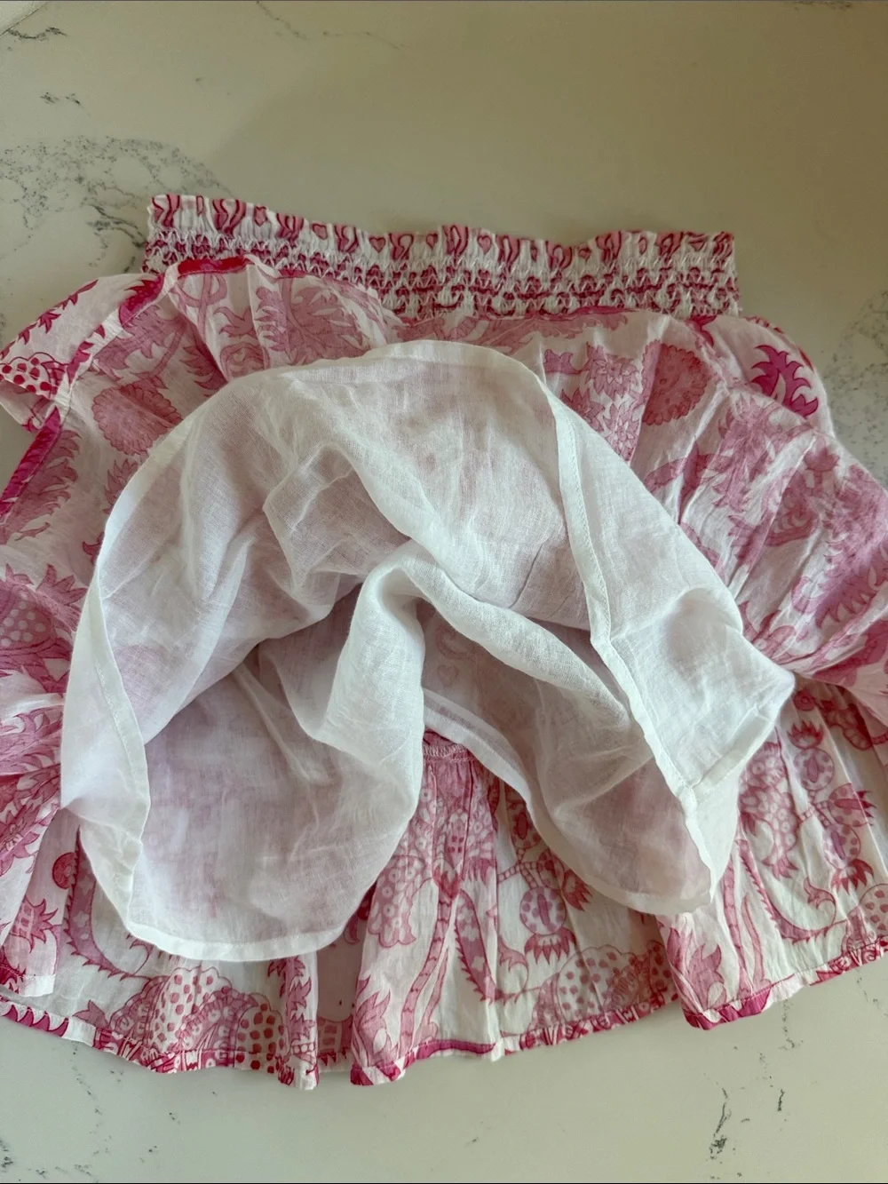 Roller Rabbit Kids Monkey/Jemina Sami Skirt Pink Smocked Tiered Ruffle Size 12